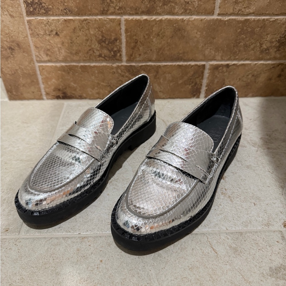 Franco Sarto Silver Metallic Penny Loafers